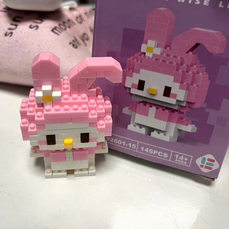 Disney 108 Style Stitch LinaBell Hello Kitty Building Blocks Princess Cartoon Figrues Bricks Children's Assembly Toys Model Gift