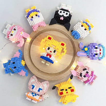 Disney 108 Style Stitch LinaBell Hello Kitty Building Blocks Princess Cartoon Figrues Bricks Children's Assembly Toys Model Gift